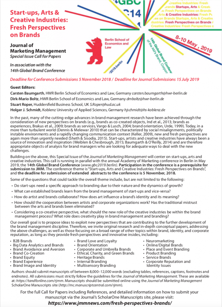 Special Issue 14th Global Brand Conference 2019